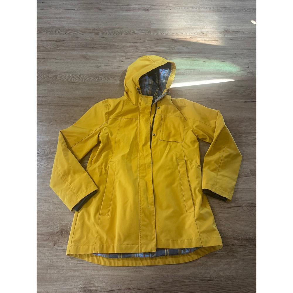 Pendleton Womens Yellow Plaid Lined Hooded Rain Jacket Coat CW196 Size S